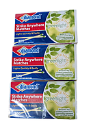 (3 boxes) (300 per box) Diamond Greenlight Strike Anywhere Matches